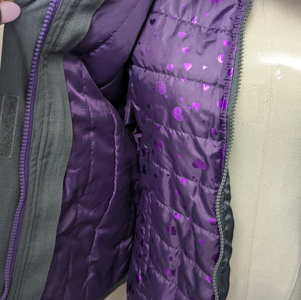 Magellan Outdoors 2 layer Purple Hooded Coat Girls Size Large - Picture 5 of 10